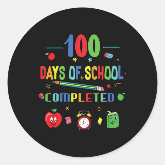 100 dagen schoolleraar en student 1 ronde sticker (Voorkant)