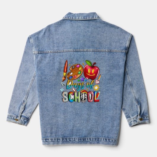 100 dagen schoolleraar & Kinder Gift Band Aid Denim Jacket (Achterkant)