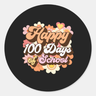 100 dagen schoolleraar Kinder retro Happy 100th Ronde Sticker
