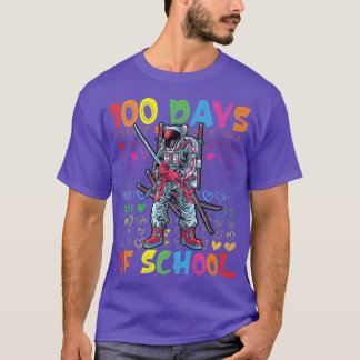 100 dagen schoolleraar kinder samurai astronaut t-shirt