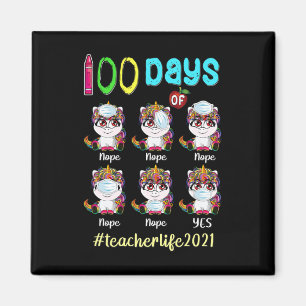 100 dagen schoolleraar Unicorn-werkmasker W Magneet