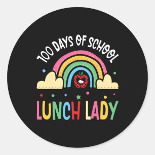 100 dagen schoollunch Lady Rainbow Celebr Ronde Sticker