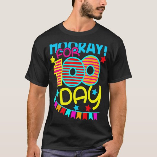 100 dagen schoolmeisje Hooray gedurende 100 dagen  T-shirt (Voorkant)