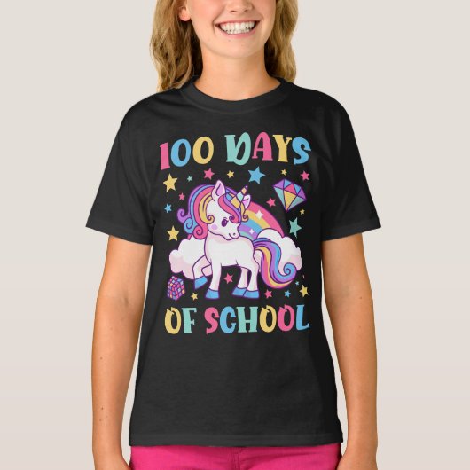 100 dagen schoolmeisje Unicorn Girls T-shirt (Voorkant)
