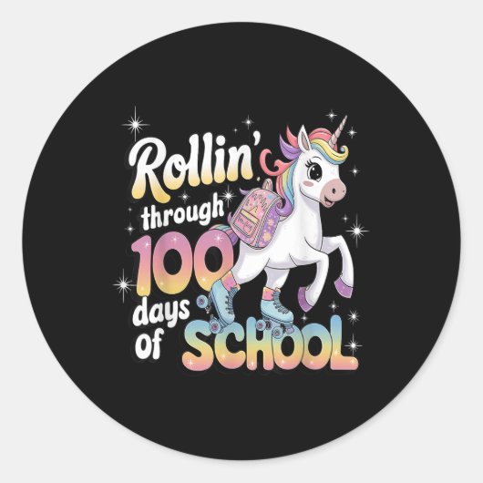 100 dagen schoolmeisjes leraar 100e dag Eenhoorn Ronde Sticker (Voorkant)