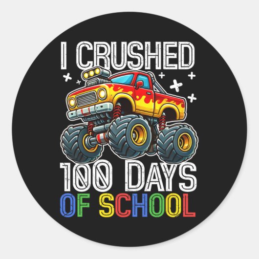 100 dagen schoolMonster, 100e Scho-dag Ronde Sticker (Voorkant)