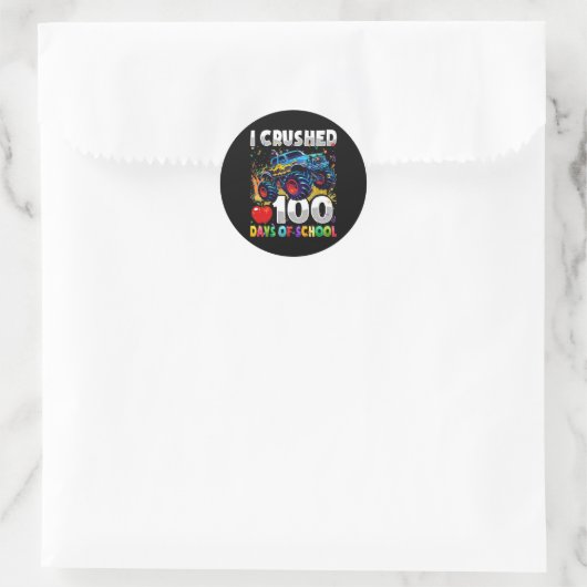 100 dagen schoolMonster, 100e Scho-dag Ronde Sticker (Tas)