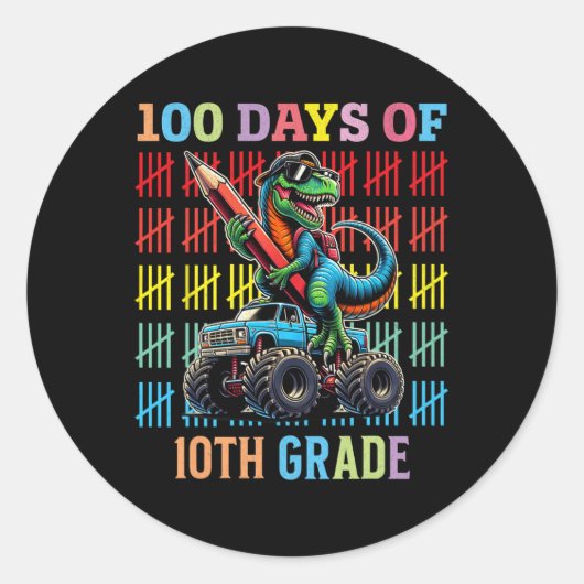100 dagen schoolMonster, 100e Scho-dag Ronde Sticker (Voorkant)