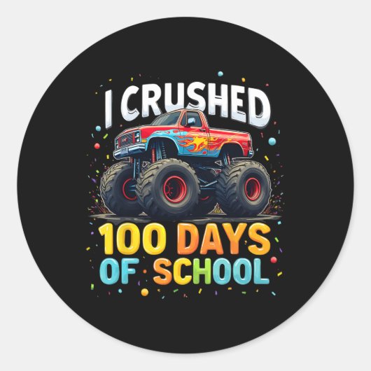 100 dagen schoolMonster, 100e Scho-dag Ronde Sticker (Voorkant)