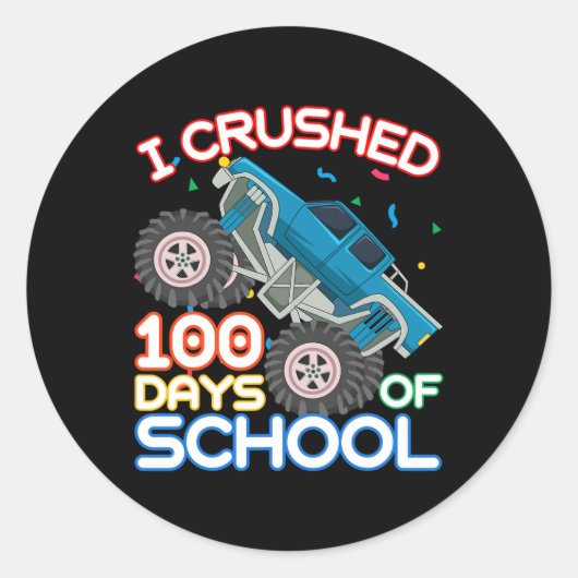 100 dagen schoolMonster, 100e Scho-dag Ronde Sticker (Voorkant)