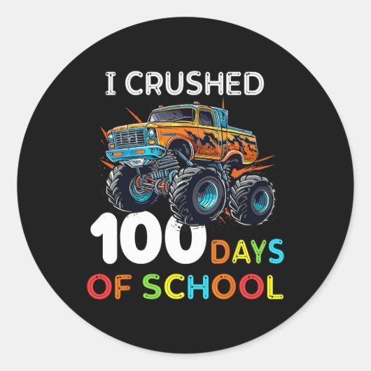 100 dagen schoolMonster, 100e Scho-dag Ronde Sticker (Voorkant)