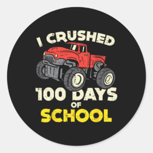 100 dagen schoolmonster Truck 100e dag Ronde Sticker