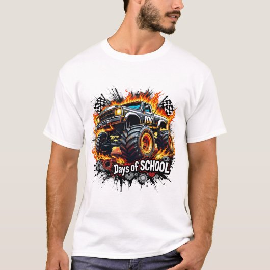 100 dagen schoolMonster Truck 100e dag van Scho T-shirt (Voorkant)
