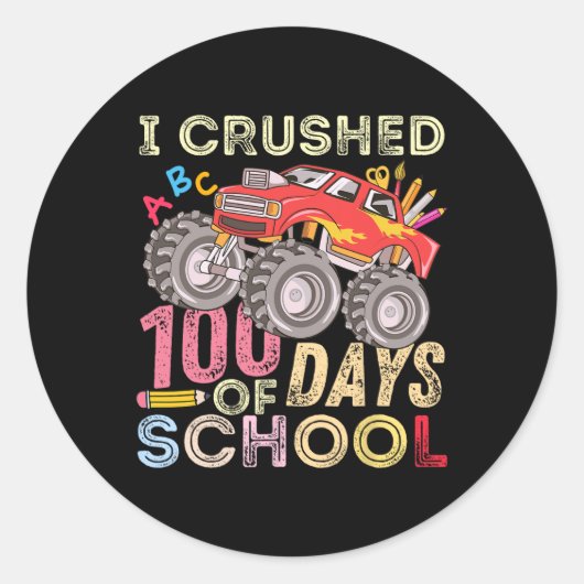 100 dagen schoolmonstertruck 100e dag ronde sticker (Voorkant)
