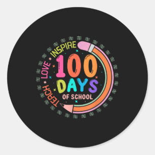 100 dagen schoolonderwijs inspireren 100ste dag ronde sticker
