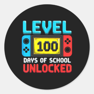 100 dagen schoolontgrendelde gamer 100e dag ronde sticker