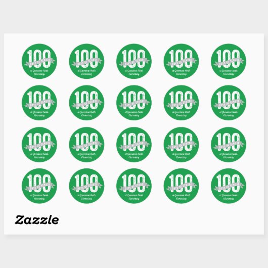 100 dagen schoolplezier op maat gemaakt groen wit ronde sticker (Vel)