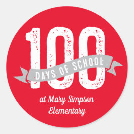 100 dagen schoolplezier op maat ronde sticker