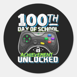 100 dagen schoolprestatie ontgrendeld videospel ronde sticker