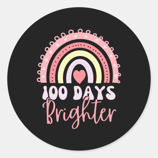 100 dagen schoolregenboog 100 dagen Brighter 100th Ronde Sticker (Voorkant)