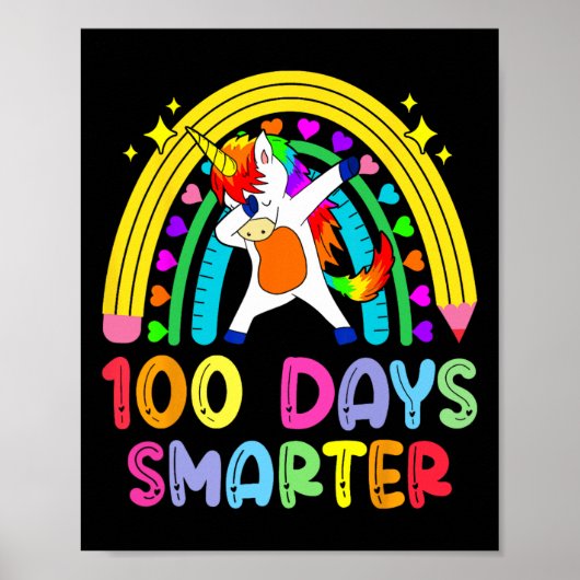 100 dagen schoolregenboog 100ste dag schooljongen poster (Voorkant)