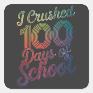 100 dagen schoolregenboogontwerp verpletterd vierkante sticker