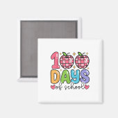 100 dagen schoolretro disco docent Kinder Happy Magneet (Voorkant / Achterkant)