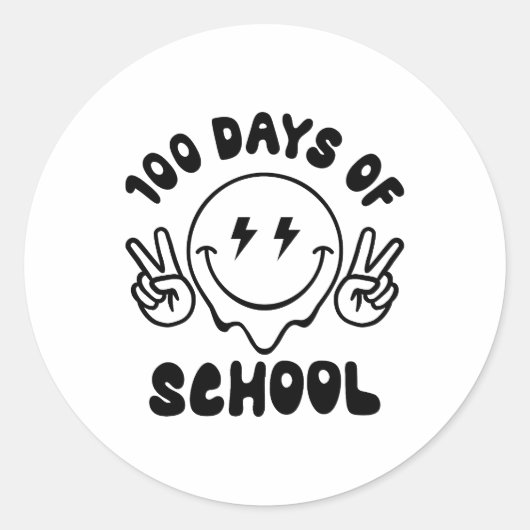 100 dagen schoolretro Smiley Face Ronde Sticker (Voorkant)