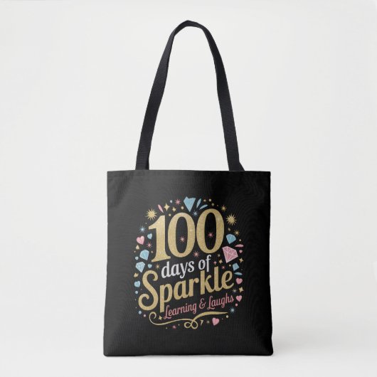 100 dagen schoolsprankeling leren en lachen tote bag (Voorkant)