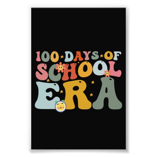 100 dagen schooltijd Groovy leraar kinderen Foto Afdruk (Voorkant)