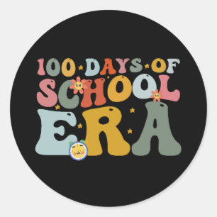 100 dagen schooltijd Groovy leraar kinderen Ronde Sticker