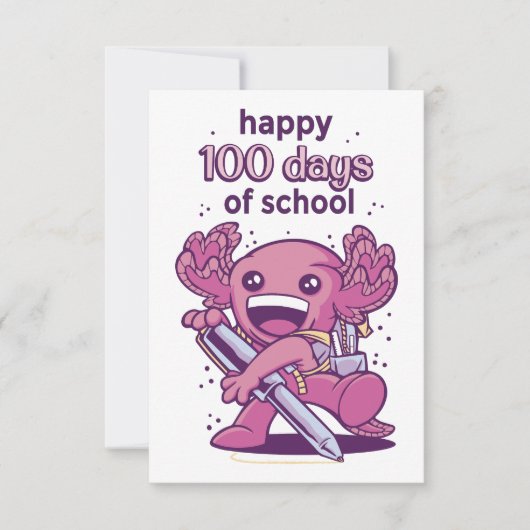 100 dagen schooluitnodiging bedankkaart (Voorkant)