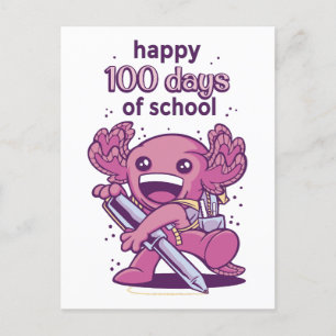 100 dagen schooluitnodiging briefkaart