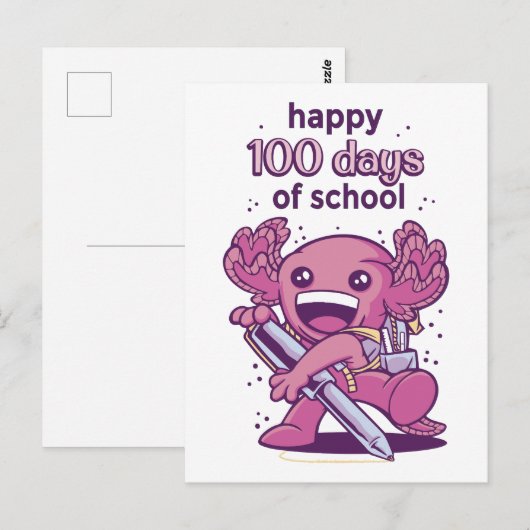 100 dagen schooluitnodiging briefkaart (Voorkant / Achterkant)