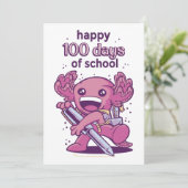 100 dagen schooluitnodiging feestdagenkaart (Staand voorkant)