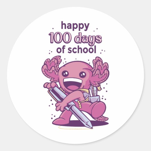 100 dagen schooluitnodiging ronde sticker (Voorkant)