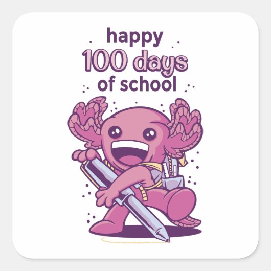 100 dagen schooluitnodiging vierkante sticker (Voorkant)
