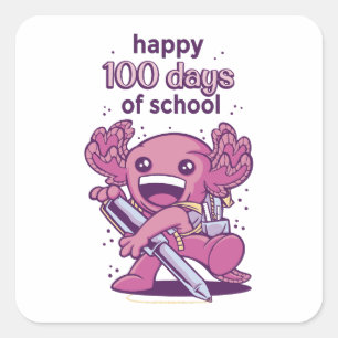 100 dagen schooluitnodiging vierkante sticker
