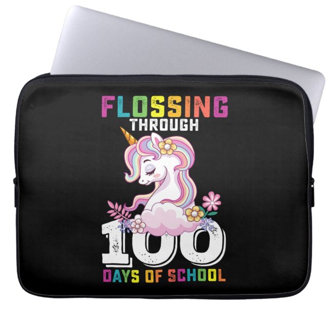100 dagen schoolUnicorn Laptop Sleeve (Voorkant)