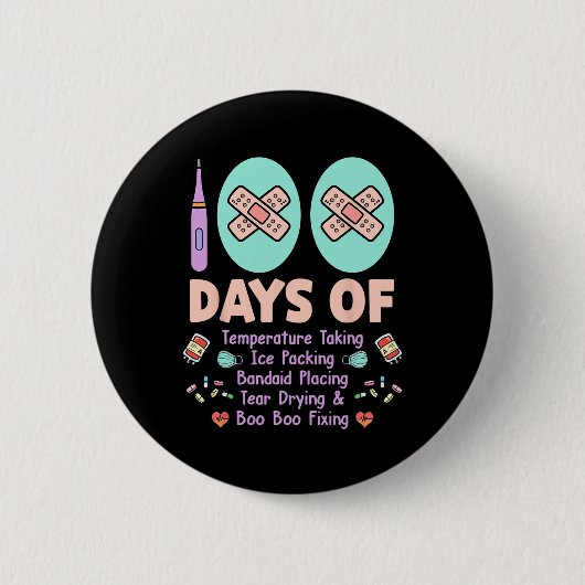 100 dagen schoolverpleegkundige inpakken Byndaid H Ronde Button 5,7 Cm (Voorkant)