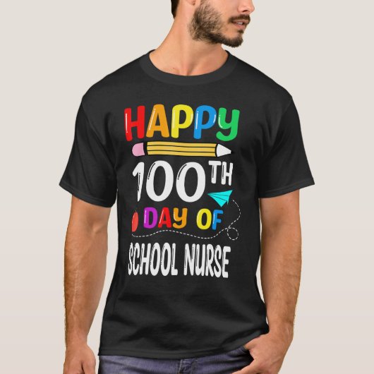 100 dagen schoolverpleegster 100e schooldag t-shirt (Voorkant)