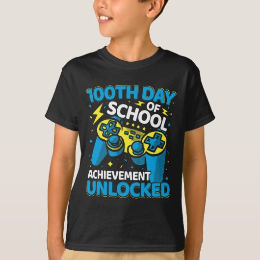 100 dagen schoolvideospelcontrollermeisje t-shirt (Voorkant)