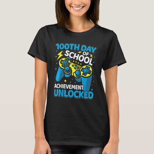 100 dagen schoolvideospelcontrollermeisje t-shirt (Voorkant)