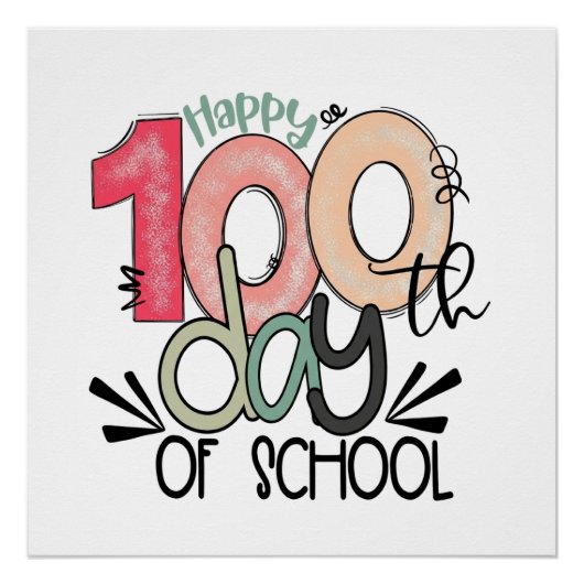 100 dagen schoolviering glanzend perfect poster (Voorkant)