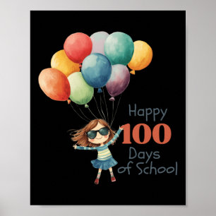 100 dagen schoolviering outfit voor meisjes en een poster