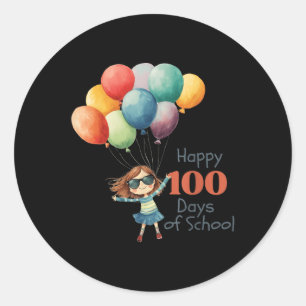 100 dagen schoolviering outfit voor meisjes en een ronde sticker
