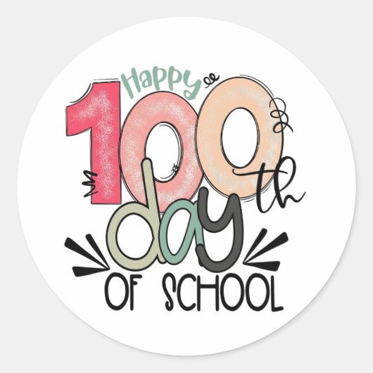 100 dagen schoolviering ronde sticker (Voorkant)