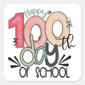 100 dagen schoolviering  vierkante sticker (Voorkant)