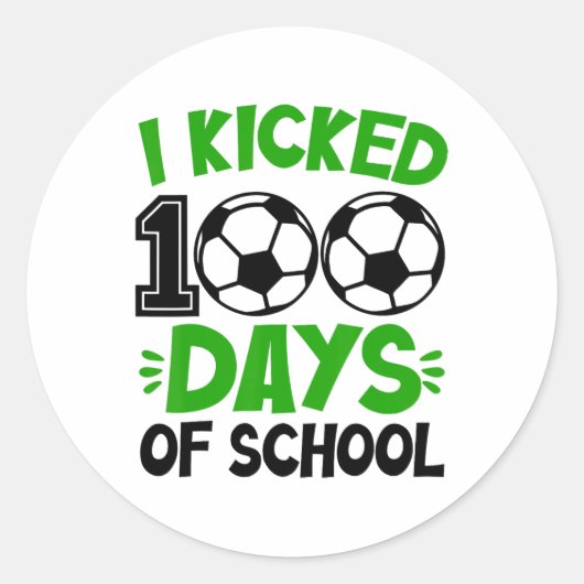 100 dagen schoolvoetbal 100e dag sport ronde sticker (Voorkant)