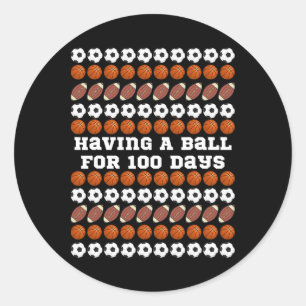 100 dagen schoolvoetbal basketbal Football Boys Ronde Sticker